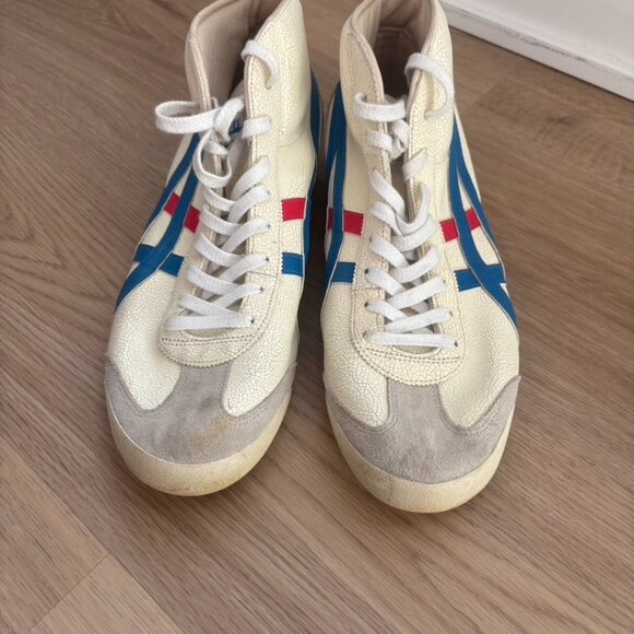 ** Onitsuka Tiger high tops Crackled Leather Sneakers Size 9.5 - Picture 5 of 8